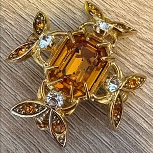 RARE Joan Rivers four bees, crystal brooch, goldtone